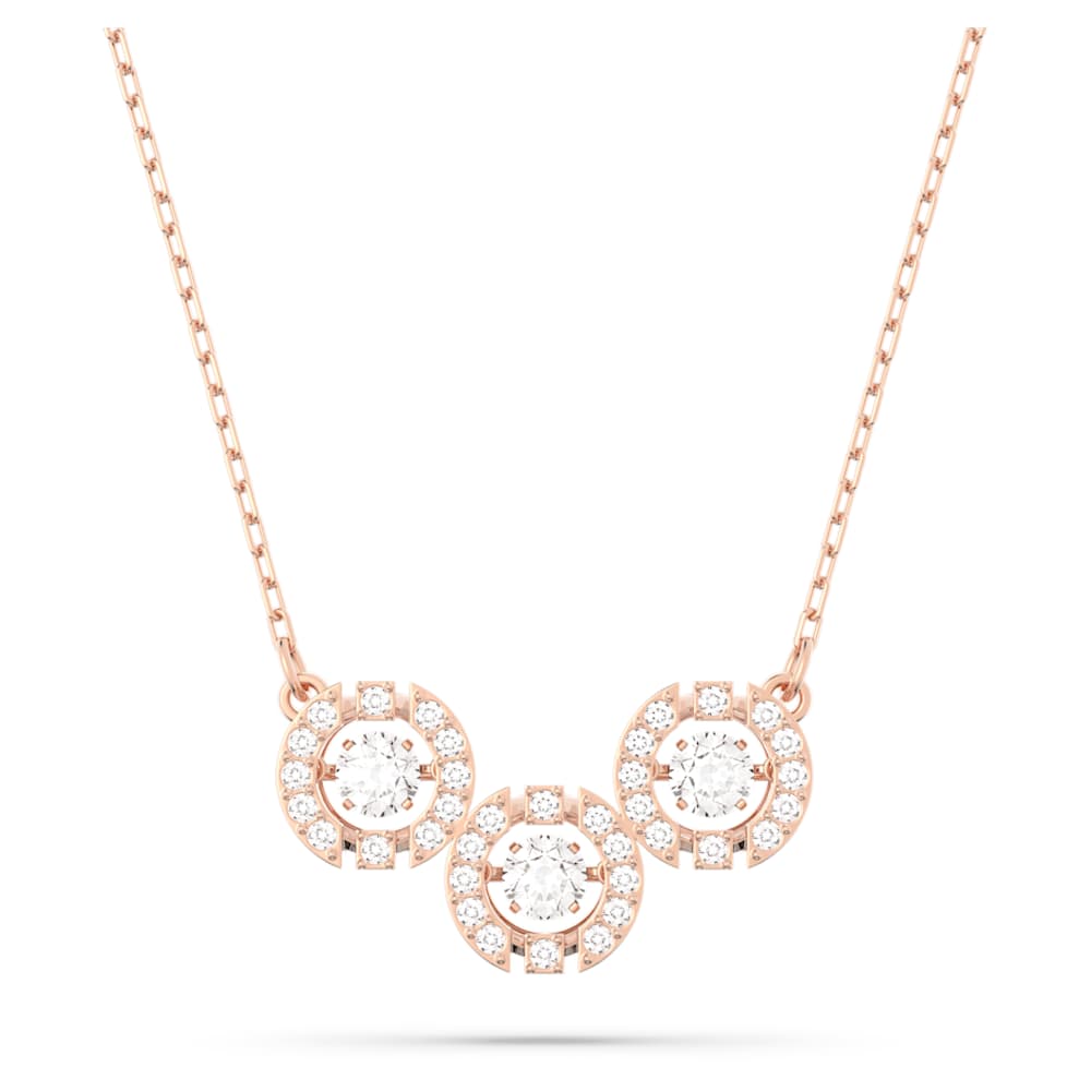 Swarovski Sparkling Dance Trilogy necklace, Round cut, White