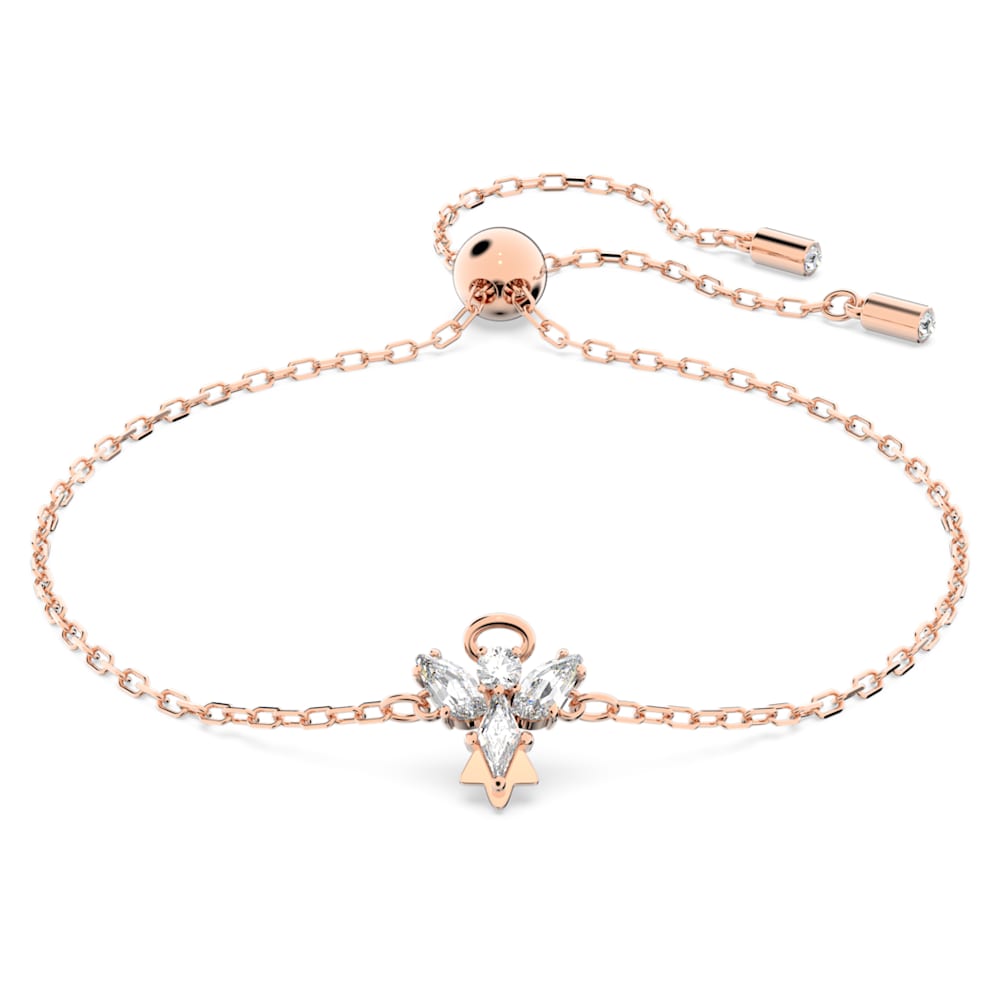 Lilia bracelet, Butterfly, White, Rose gold-tone plated | Swarovski