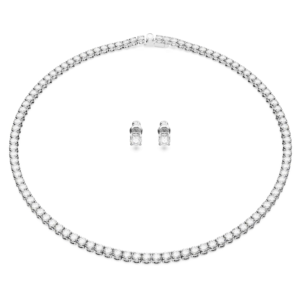 Set Matrix Tennis, Tăietură rotundă, Alb, Placat cu rodiu | Swarovski
