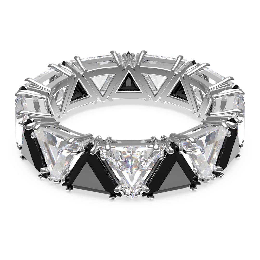 Matrix cocktail ring, Triangle cut, Black, Rhodium plated | Swarovski 
