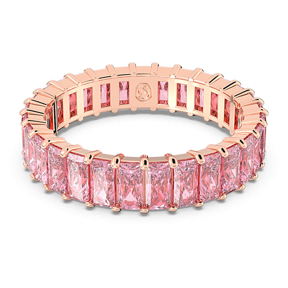 Swarovski ピンク ジルコニア リング Matrix リング, バゲット・カット, ピンク, 18Kローズゴールド