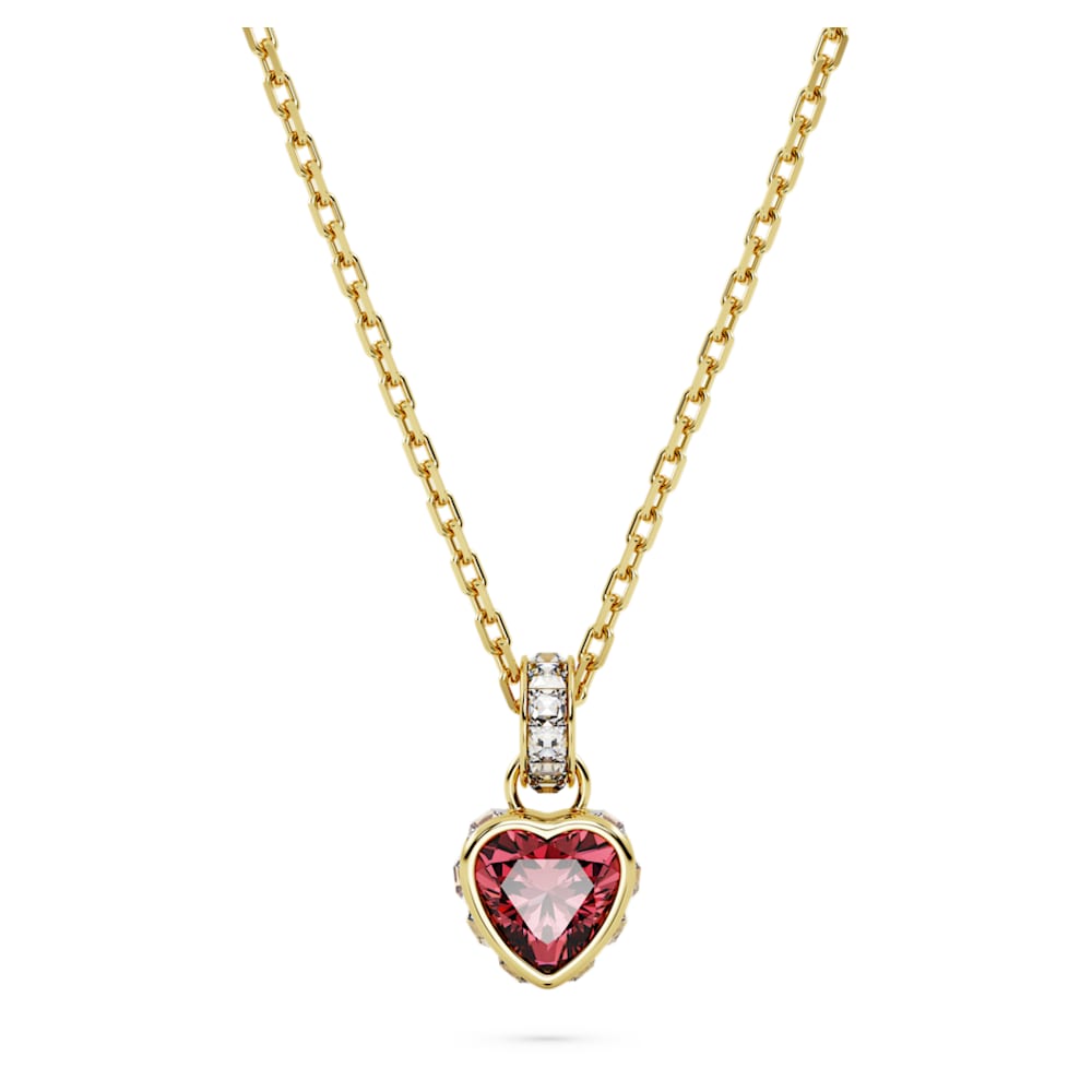 Stilla pendant, Heart, Red, Gold-tone plated