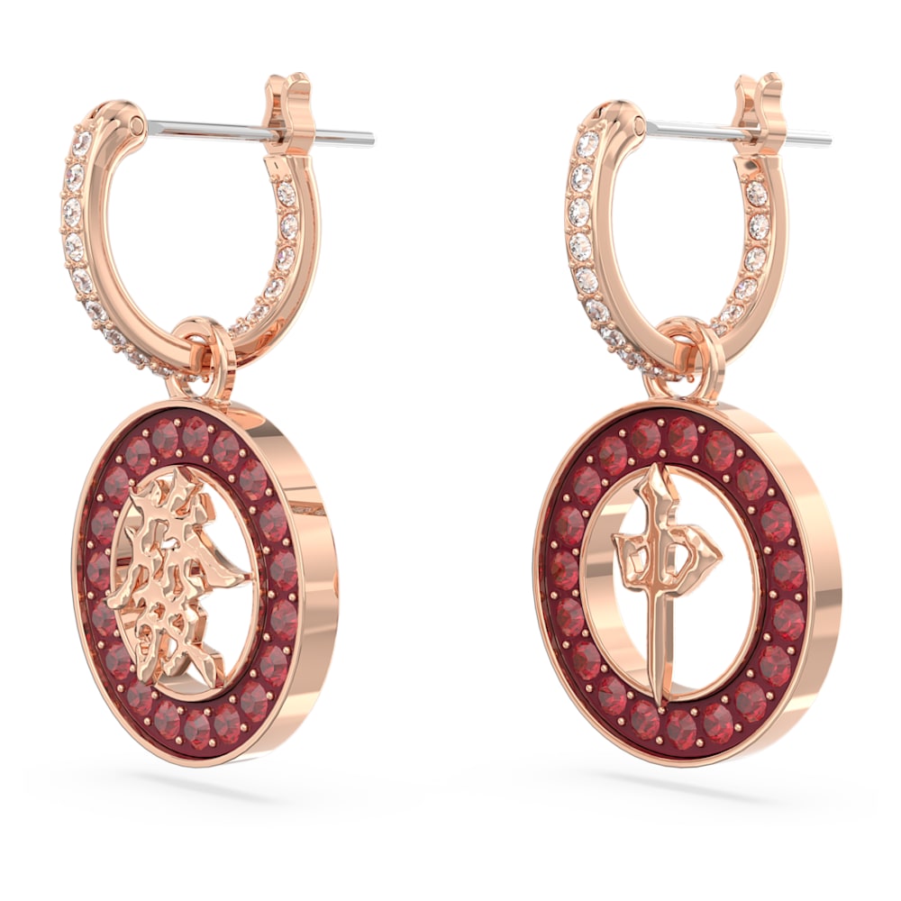 Alea drop earrings, Red, Rose gold-tone plated | Swarovski