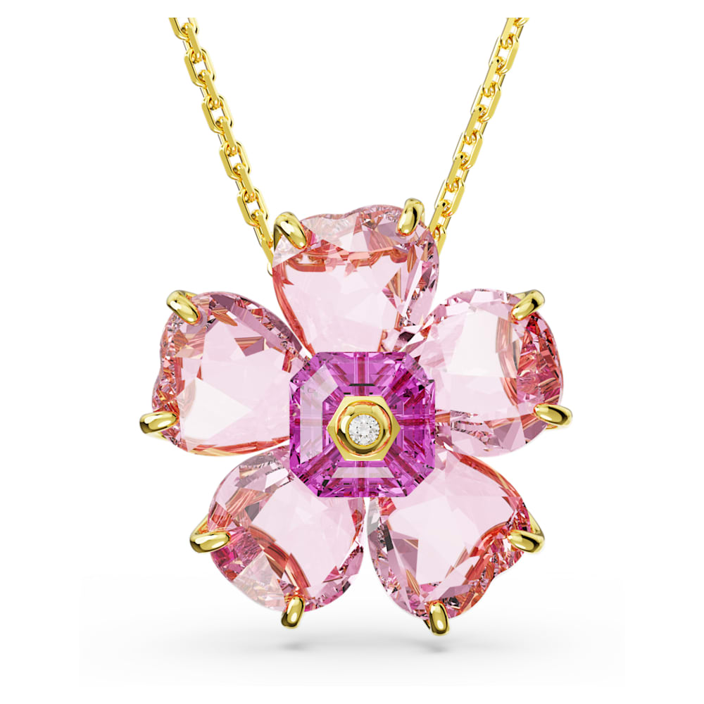 florere necklace flower pink gold tone plated swarovski 5650569
