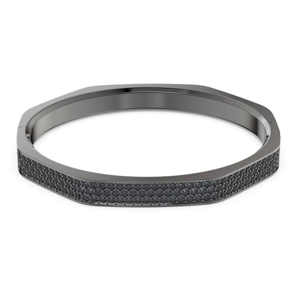 Dextera bangle, Octagon shape, Black, Ruthenium plated