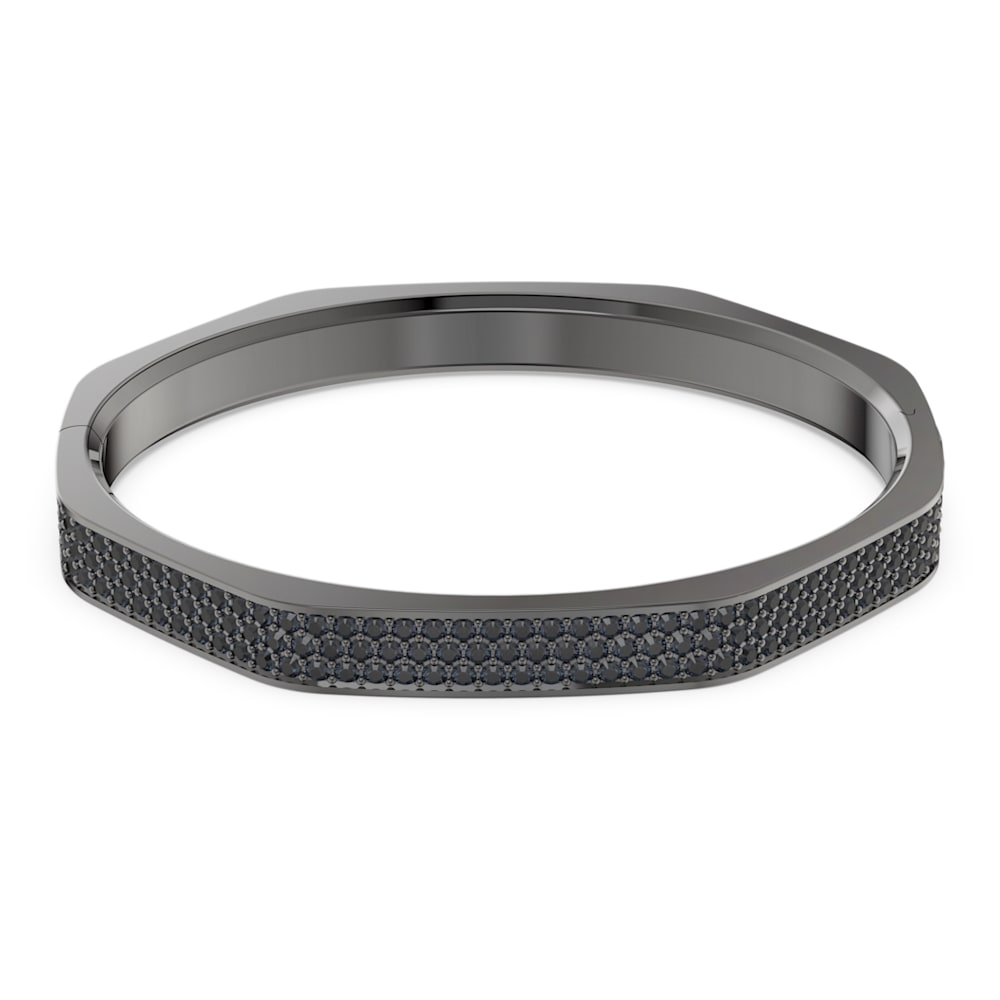 Dextera bangle, Octagon shape, Black, Ruthenium plated | Swarovski