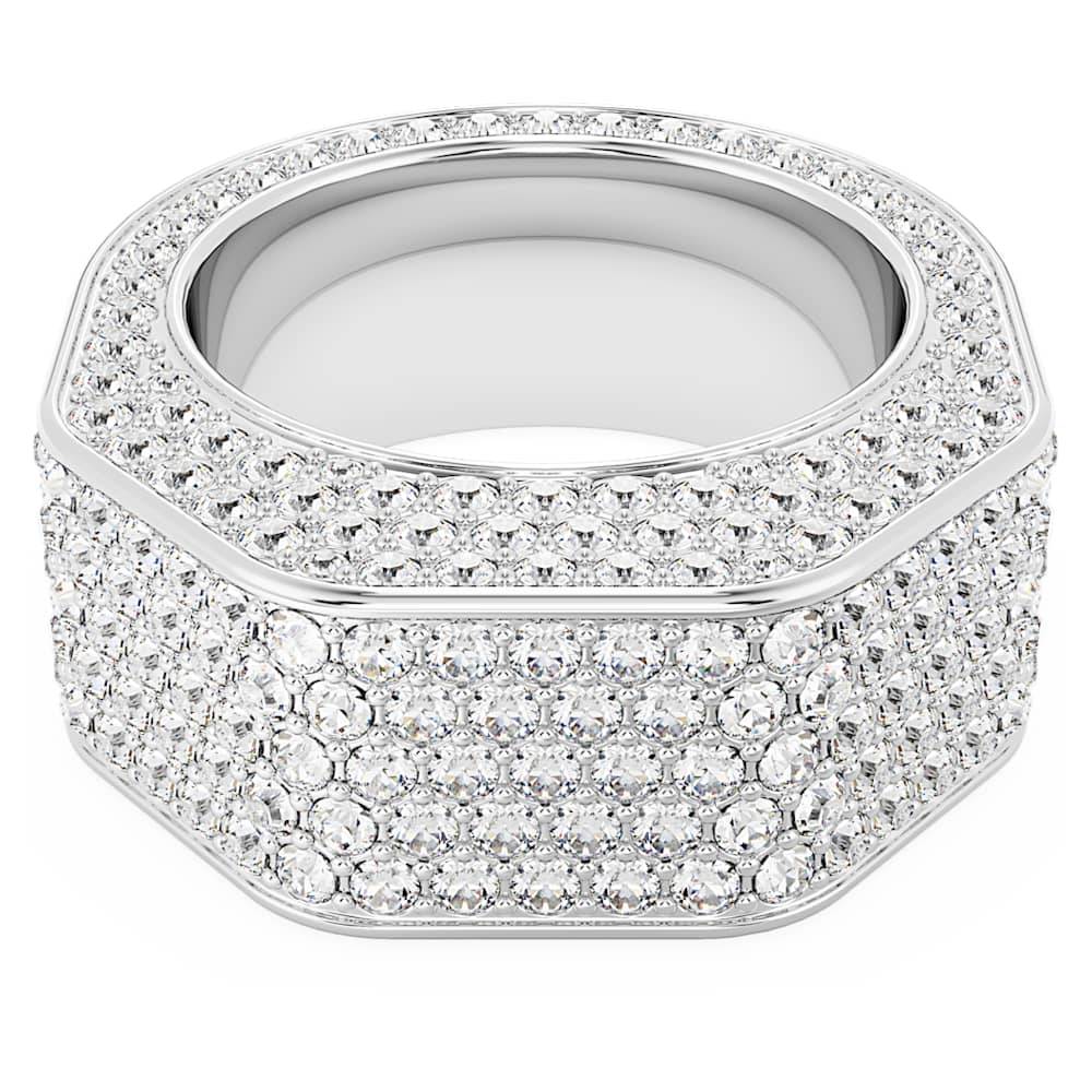 Dextera cocktail ring, Octagon shape, Pavé, White, Rhodium Dextera cocktail ring, Octagon shape, Pavé, White, Rhodium