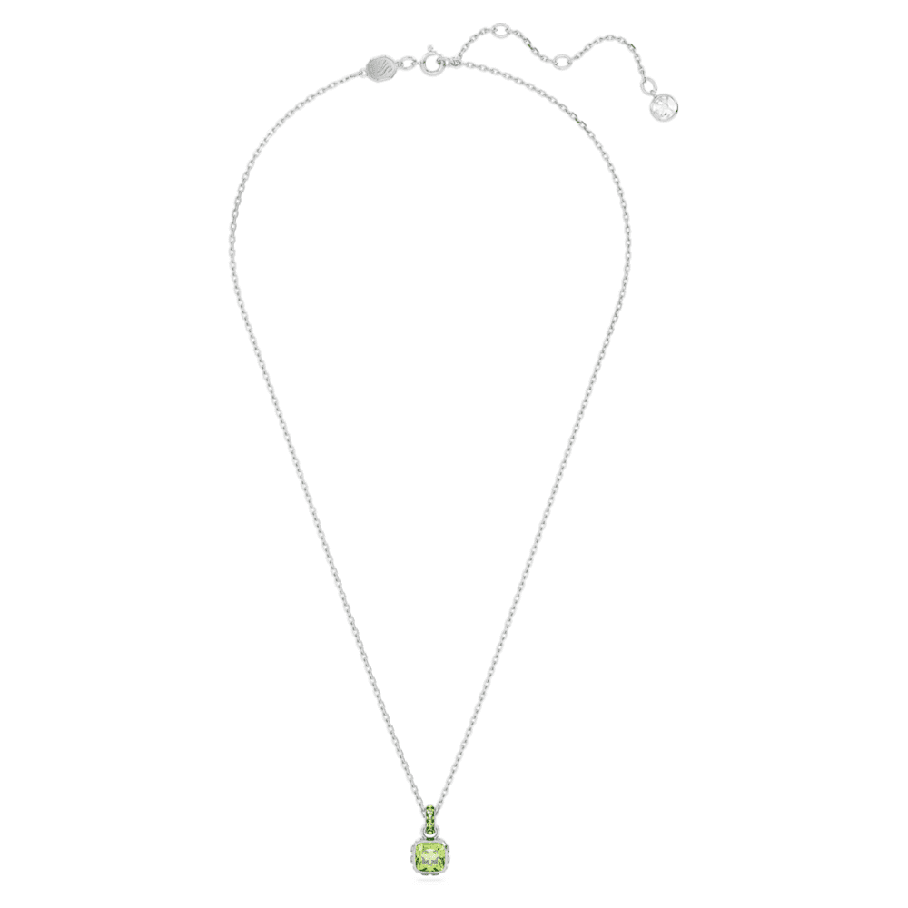 Pendentif Birthstone, Taille Carré, Août, Vert, Métal rhodié | Swarovski
