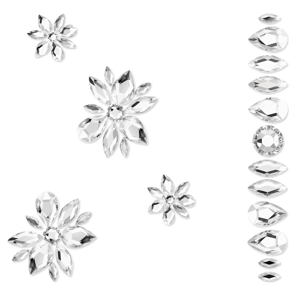 Body jewel, Set (5), Mixed cuts, Flower, White | Swarovski