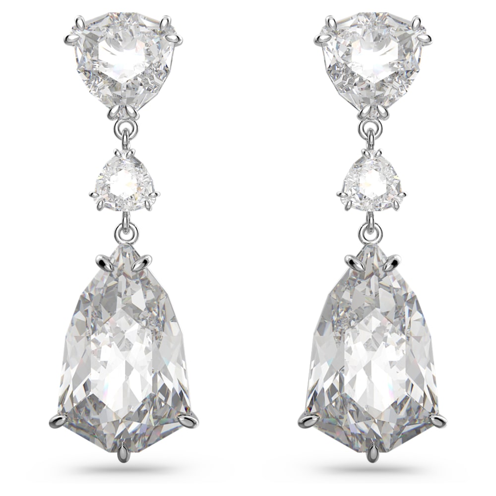 Swarovski Stone Women's Hoop Pierced Earrings with White Crystals in a  Rhodium Plated Setting : Amazon.in: Fashion
