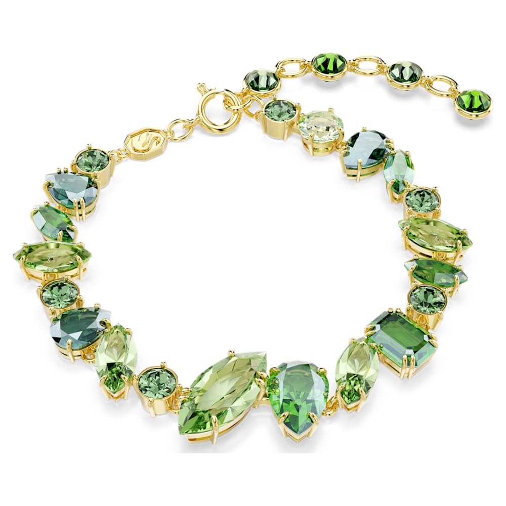 Gema ブレスレット, ミックスカット, グリーン, ゴールドトーン  