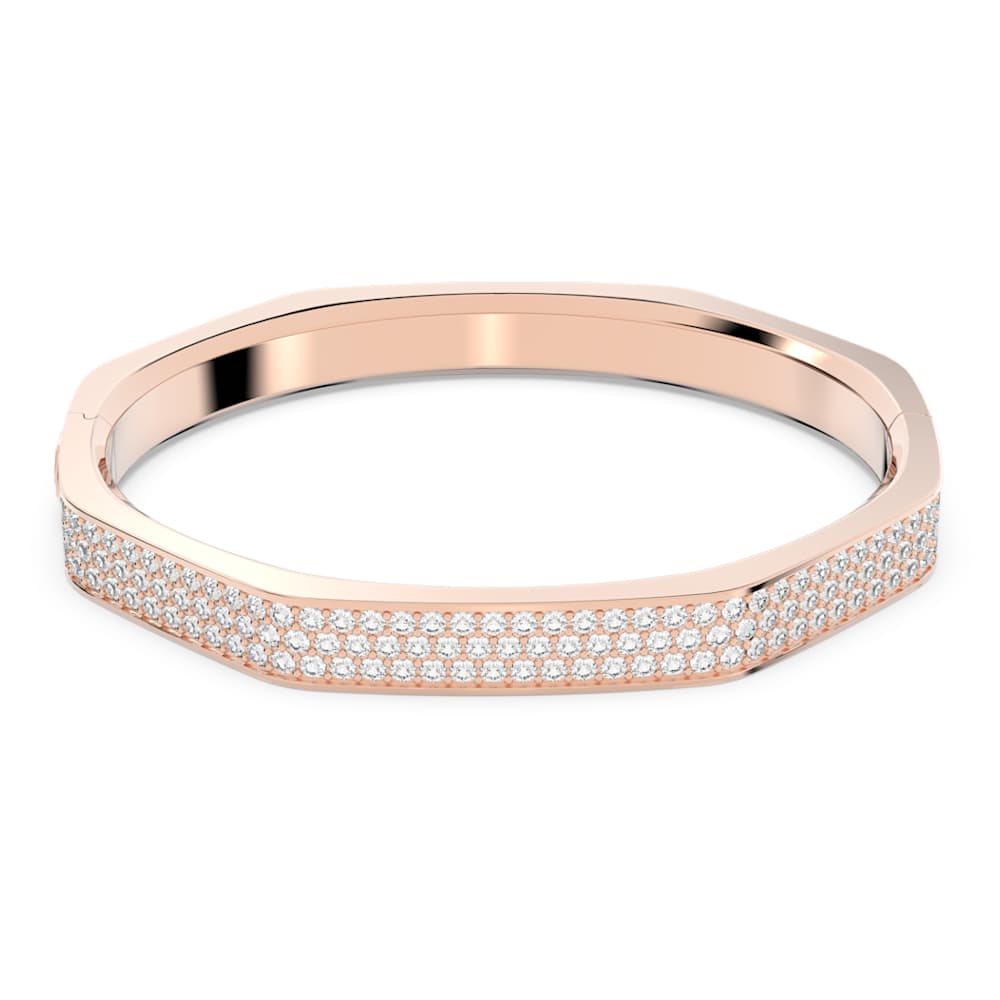 Dextera Bangle, Octagon shape, White, 18K rose gold finish | Swarovski
