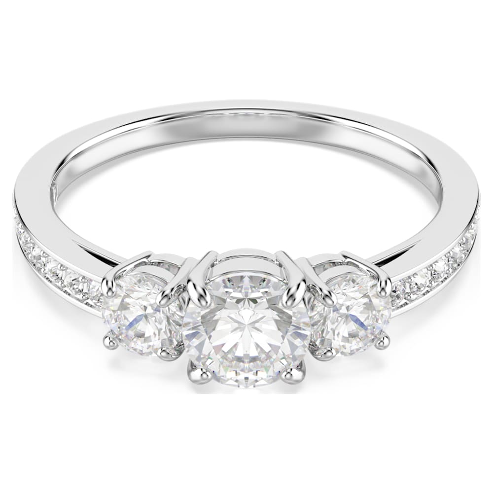 Anello Stilla Attract Taglio Round Bianco Placcato color argento Swarovski