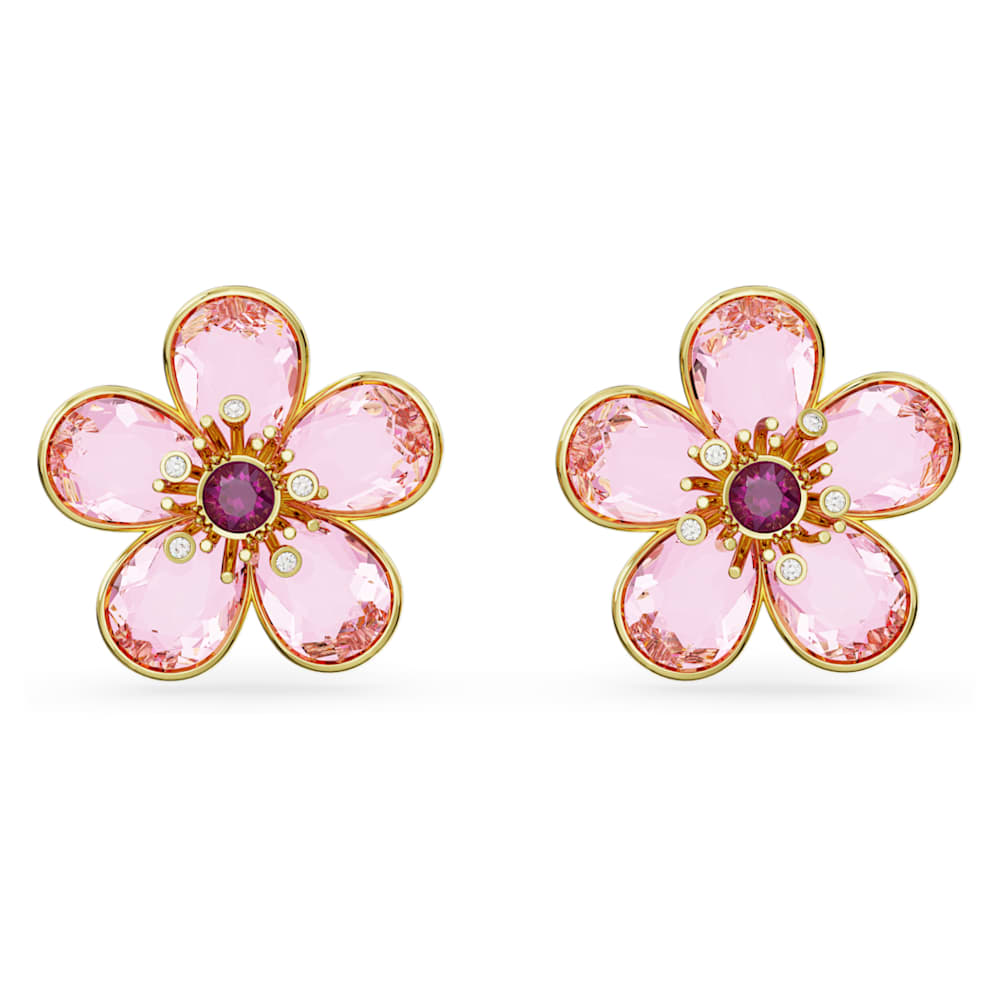 Boucle D'Oreille à Clous Fleur Rose Cristal - Marque GAS - Occasion - Une Seule