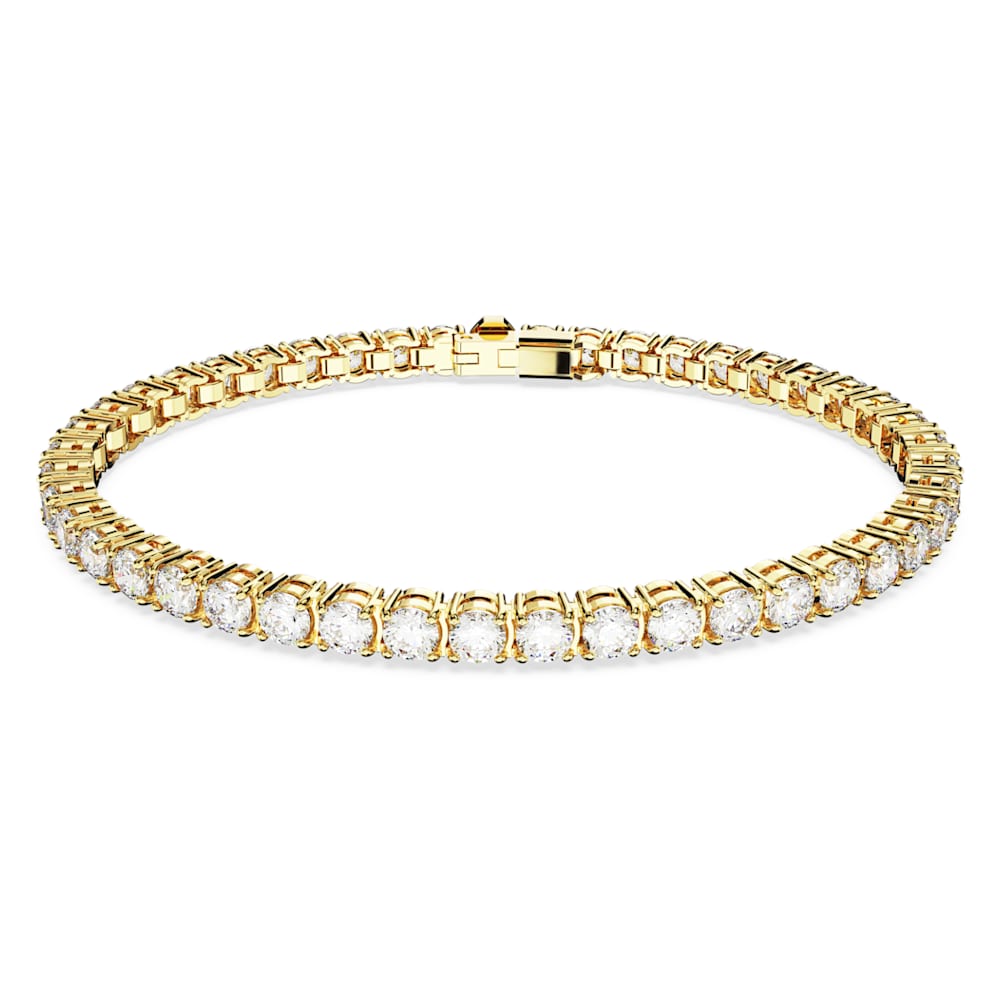 Swarovski White Rose Gold-Tone Plated Round Cut Matrix Tennis Bracelet,  Size Medium 5657659 191453210921 - Jewelry, Matrix Tennis - Jomashop
