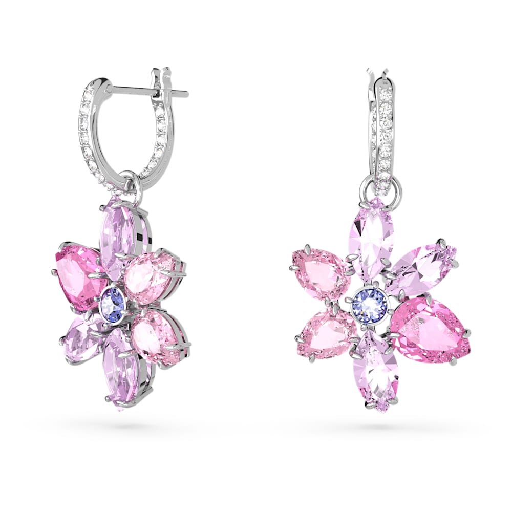Flower Shaped Diamond Cluster Stud Earrings Available In Gold Or Platinum