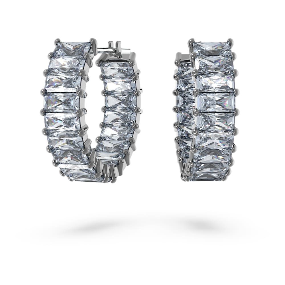 Matrix hoop earrings Baguette cut Grey Ruthenium plated