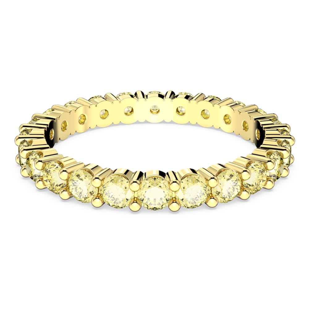 Matrix ring, Round cut, Yellow, Gold-tone plated | Swarovski