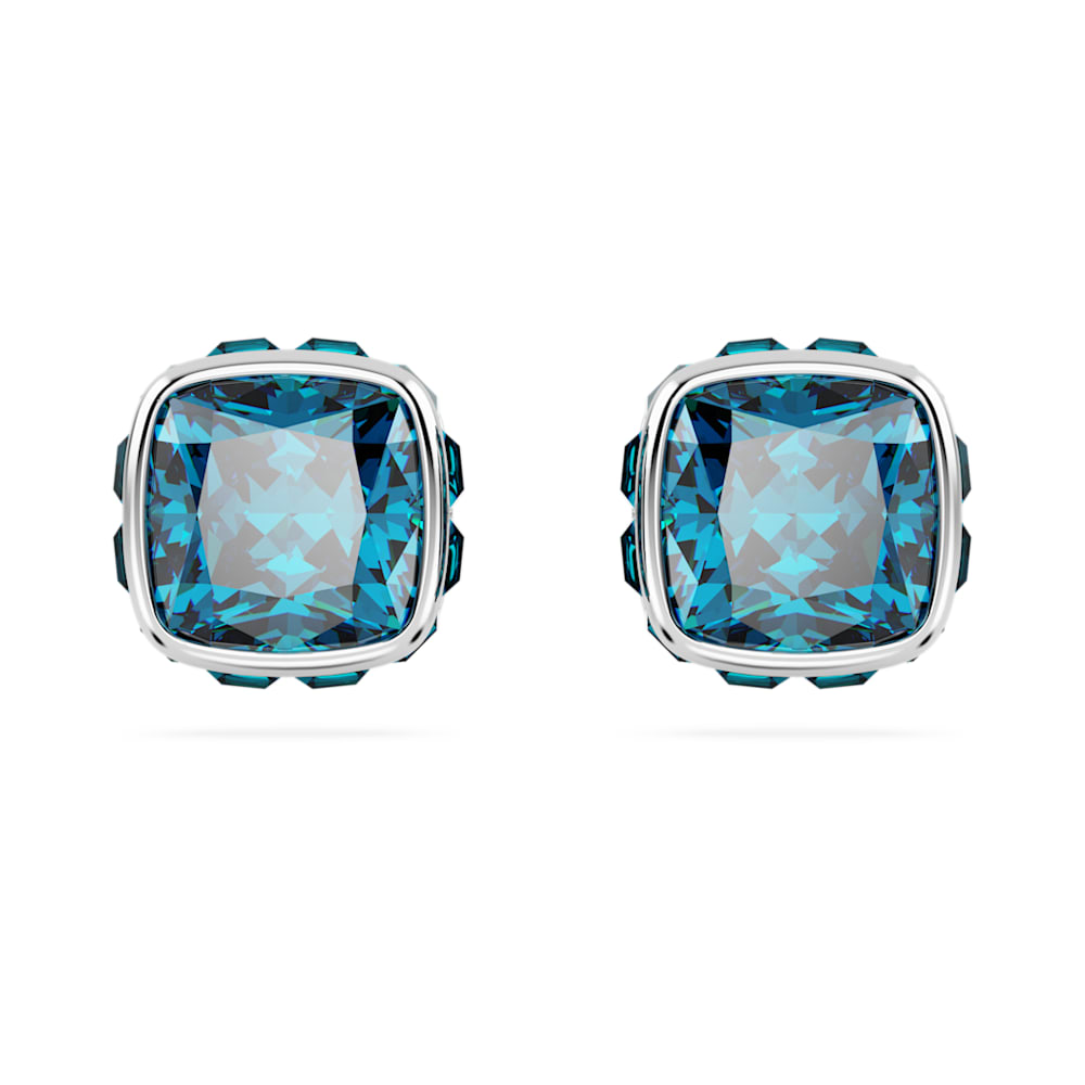 Birthstone スタッドピアス, スクエア・カット, 12月, ブルー 