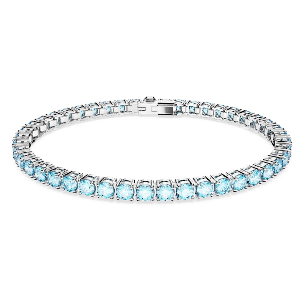Bracelet Matrix Tennis Coupe ronde Bleu Metal rhodie Swarovski