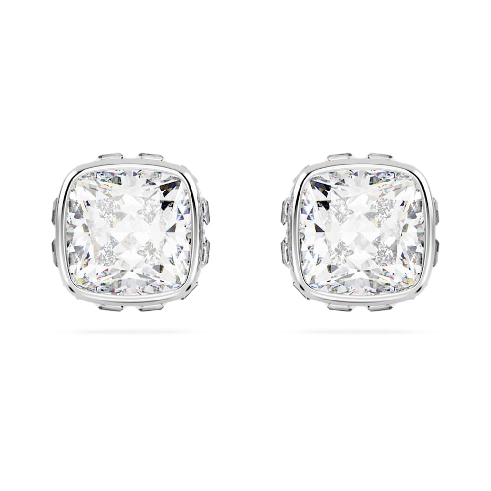 【ポイント10倍】 Birthstone ホワイト 4月, スクエア・カット, スタッドピアス, アクセサリー