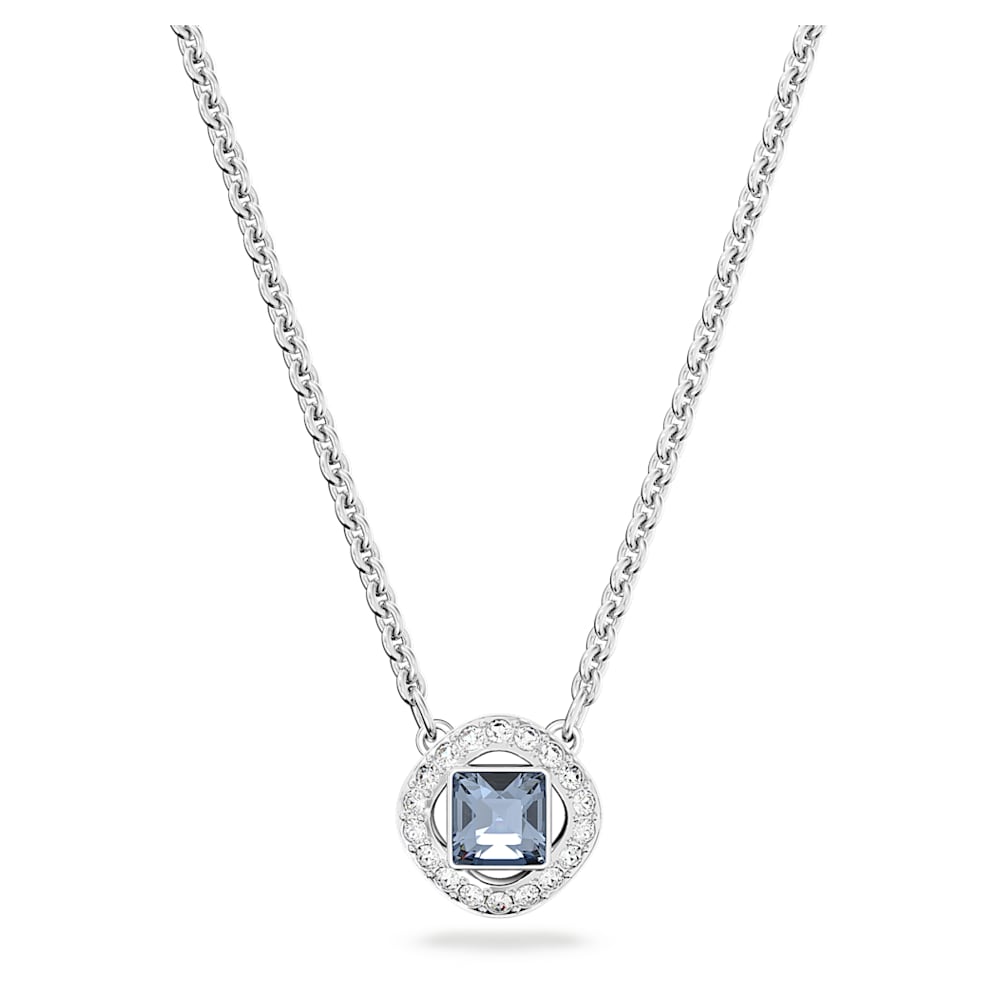 Swarovski Angelic necklace Square cut Blue Rhodium Finished