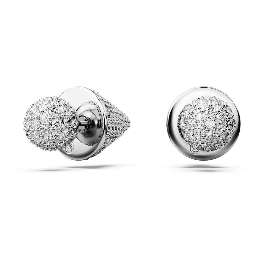 Sublima stud earrings, Moon, White, Rhodium plated | Swarovski