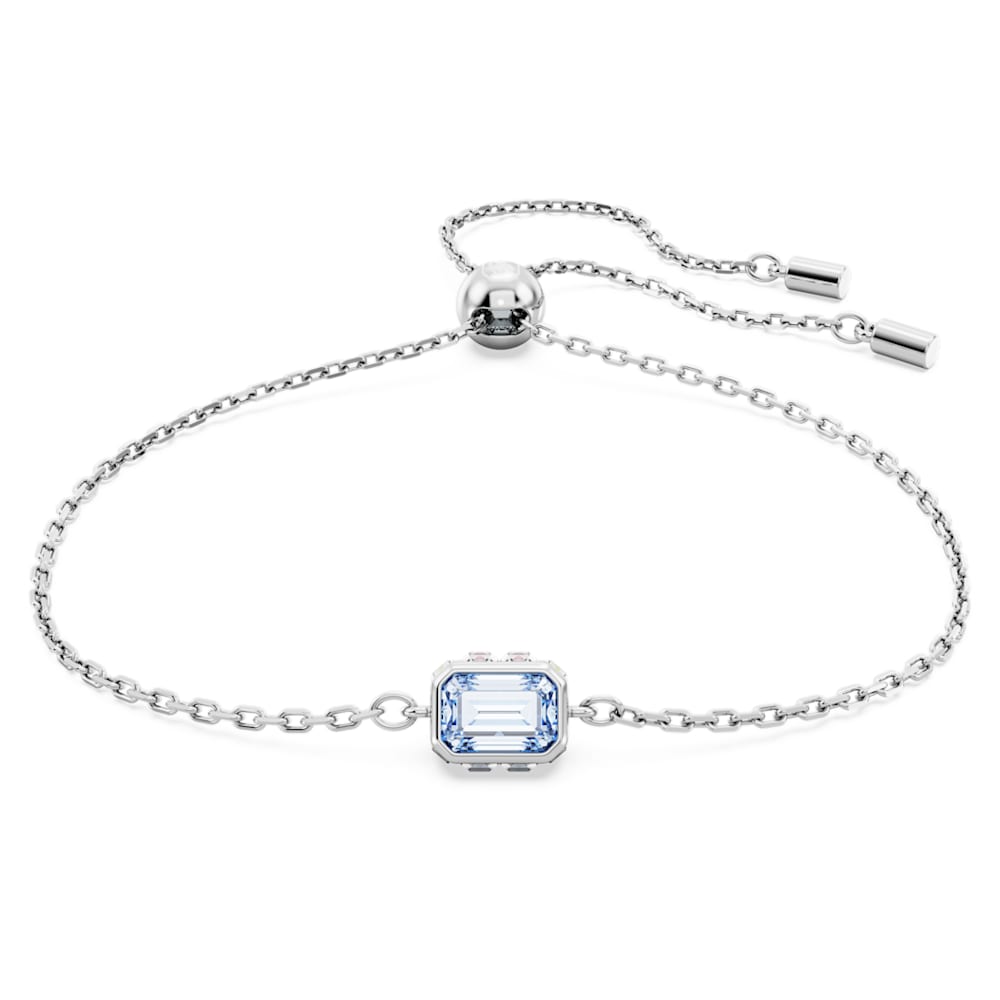Chroma bracelet, Rectangular cut, Blue, Rhodium plated | Swarovski