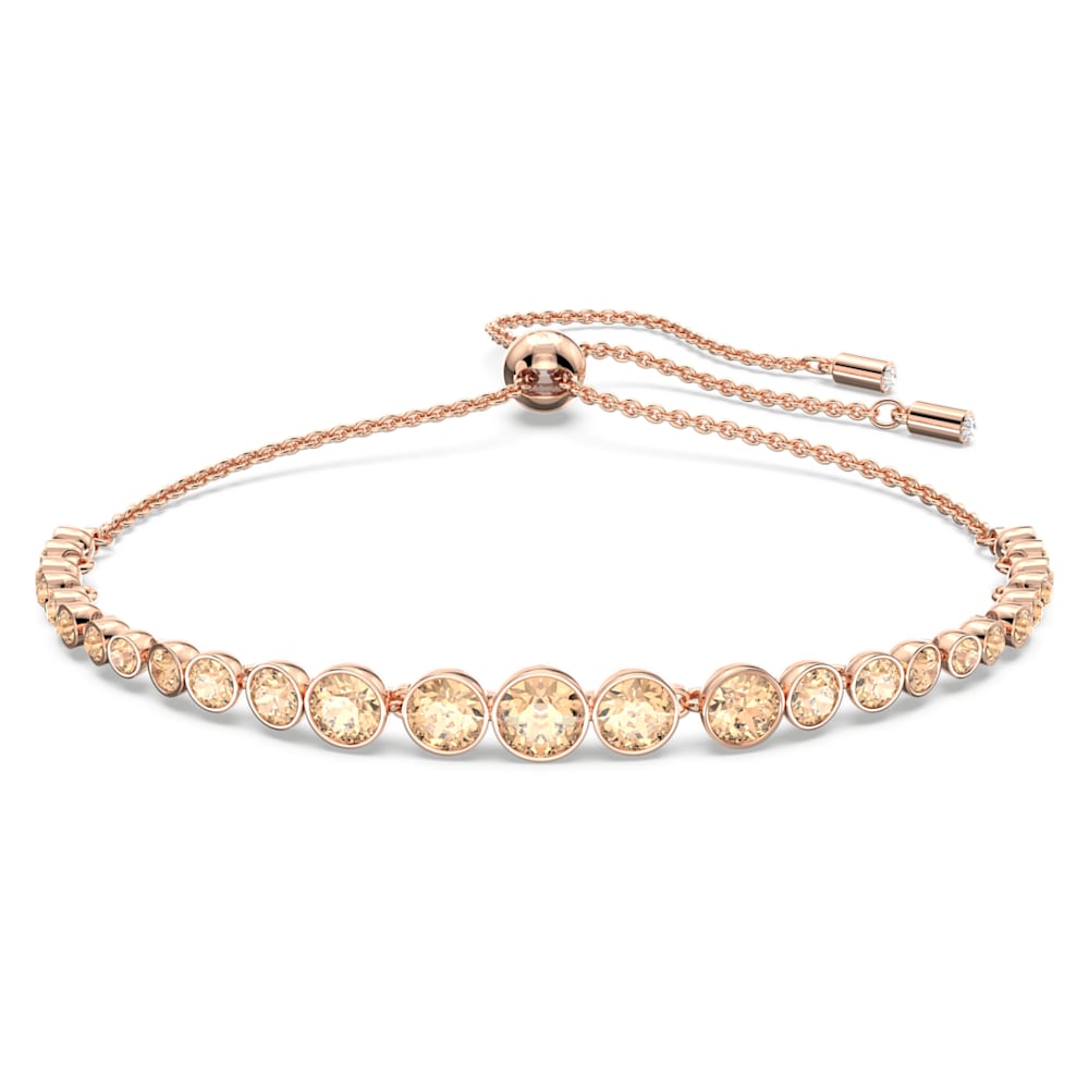 Emily bracelet, Mixed round cuts, Pink, Rose gold-tone plated 