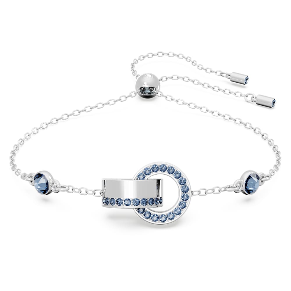 Dextera bracelet, Interlocking loop, Blue, Rhodium plated | Swarovski