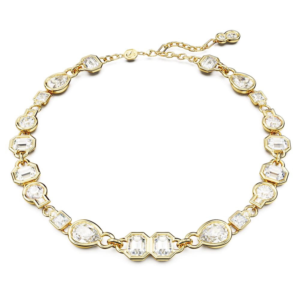 Imber necklace, Mixed cuts, White, Gold-tone plated | Swarovski 