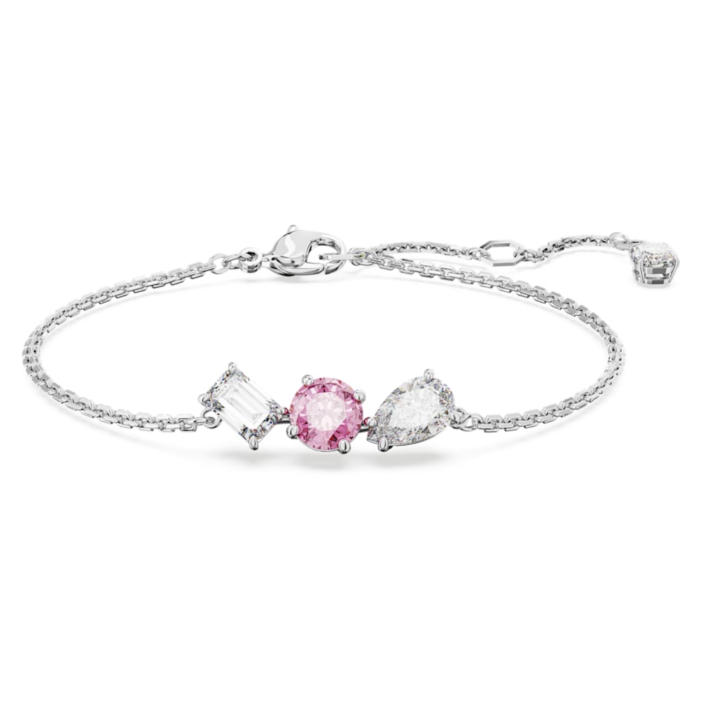 SWAROVSKI Gema bracelet, Mixed cuts, Flower, Pink, Rhodium plated, Pink  Women's Bracelet