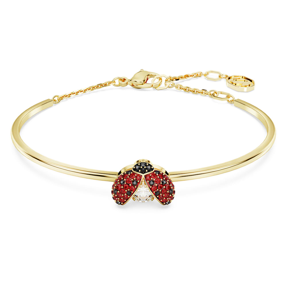 Idyllia bangle, Ladybug, Red, Gold-tone plated
