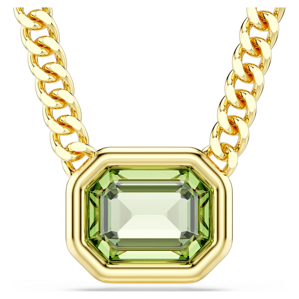 Imber pendant, Octagon cut, Green, Gold-tone plated | Swarovski