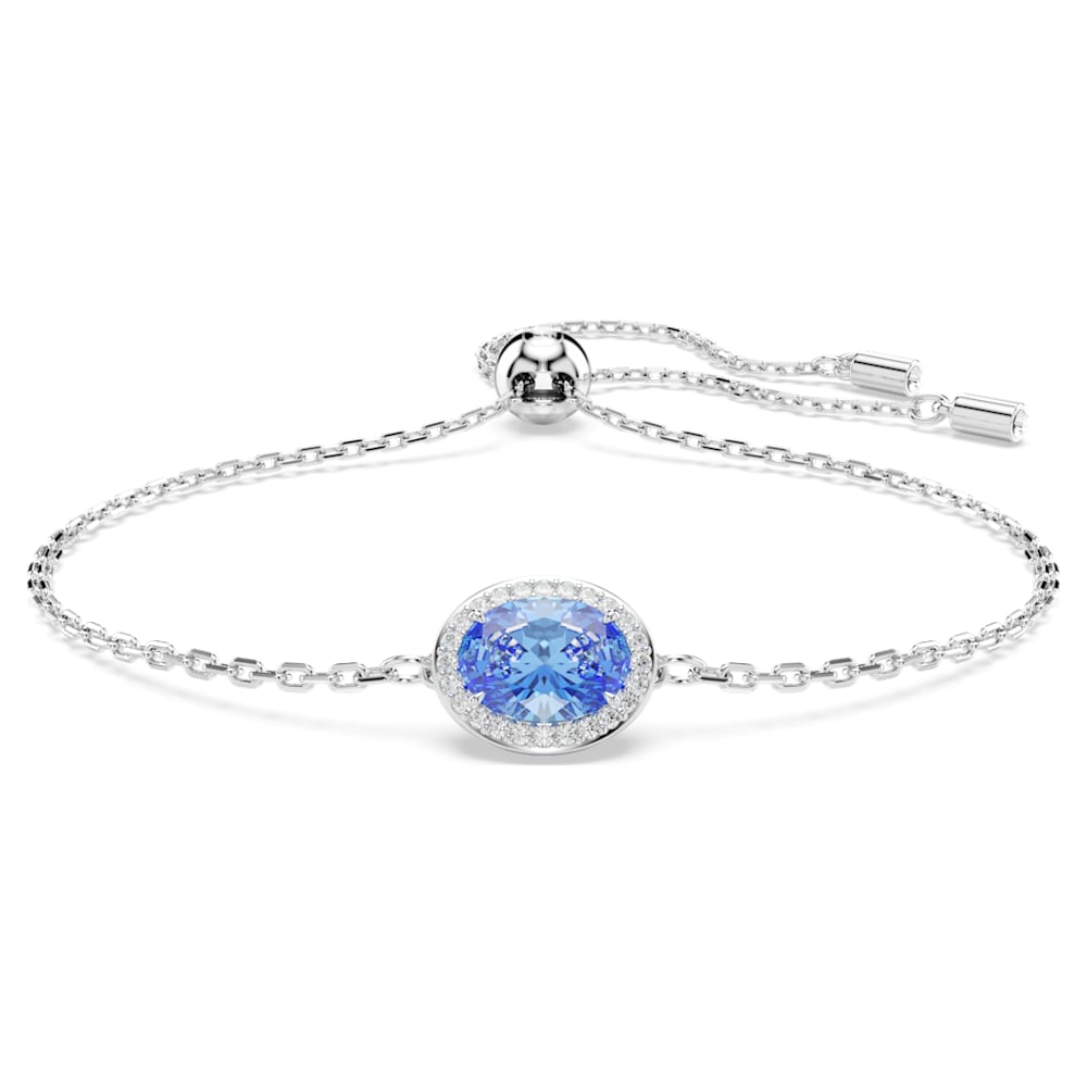 Constella bracelet, Oval cut, Blue, Rhodium plated | Swarovski