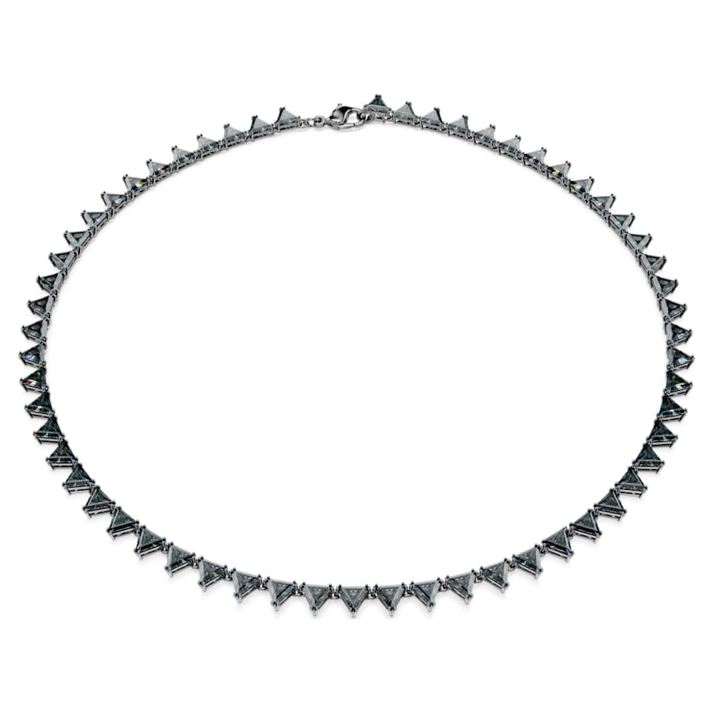 Matrix necklace, Triangle cut, Gray, Ruthenium plated | Swarovski