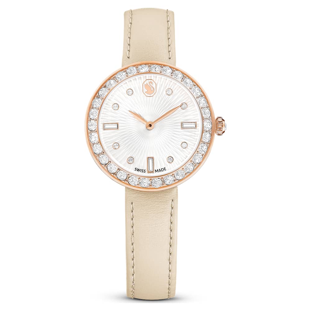 Certa Uhr, Schweizer Produktion, Lederarmband, Beige 