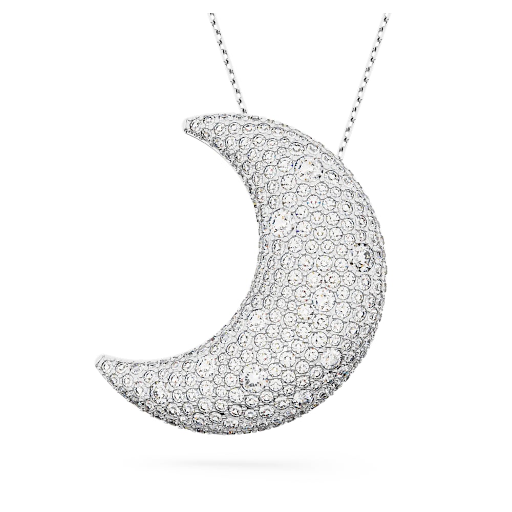 Swarovski Crystal Moon Pendant Silver Necklace and Earring Set