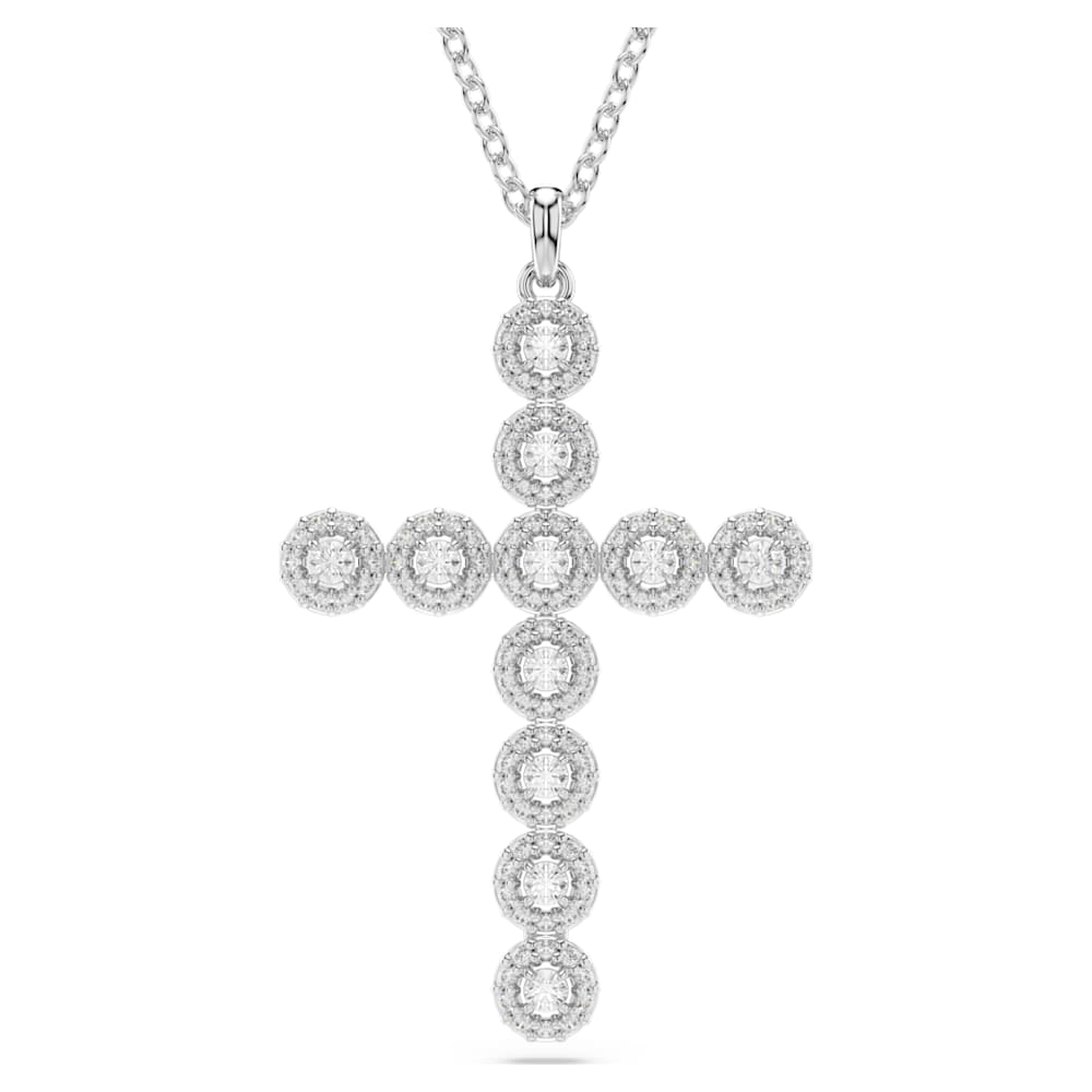Insigne pendant, Mixed cuts, Cross, White, Rhodium plated | Swarovski