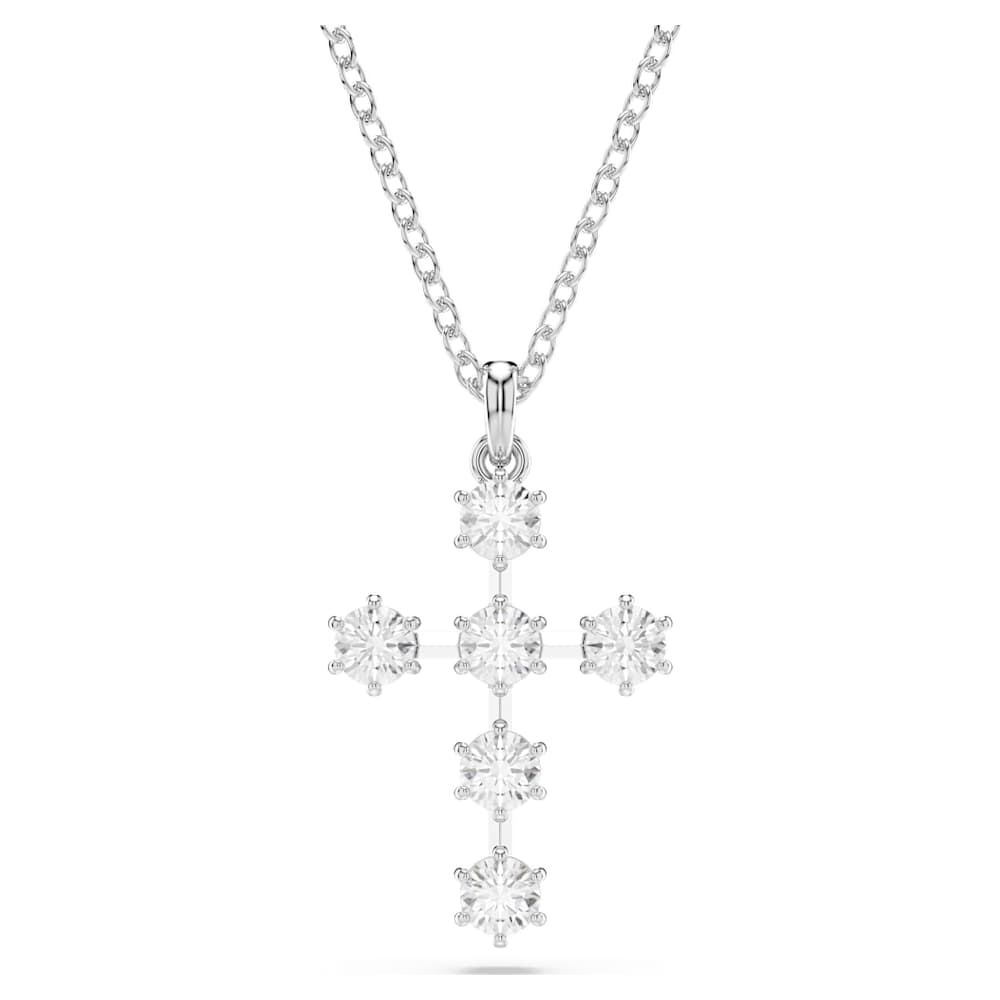 Pendentif Croix Cristal De Roche – Pierre Transparente, Monture Argentée, 3 Cm (neuf Sans Boîte)