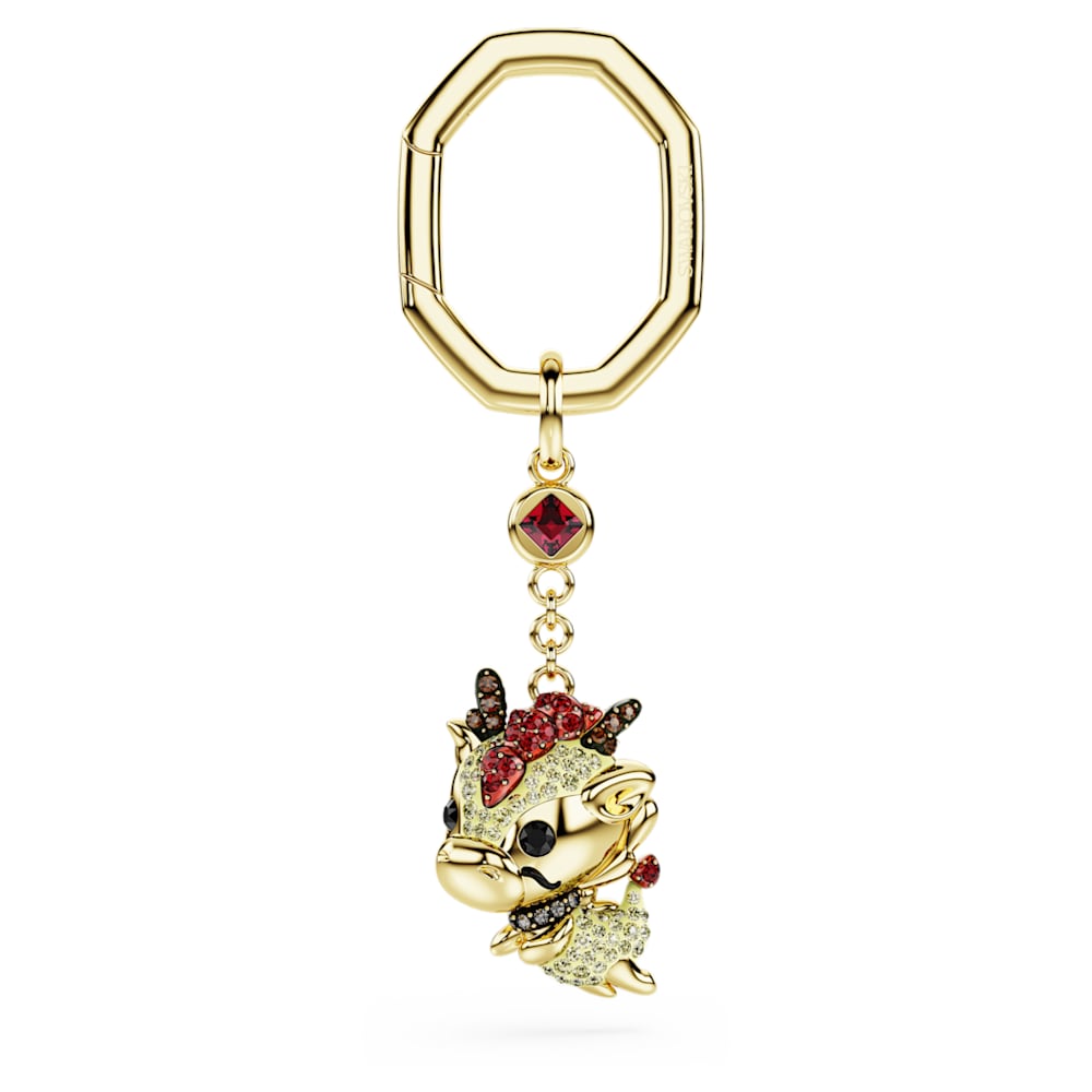 Chinese Zodiac key ring, Dragon, Yellow, Gold-tone plated