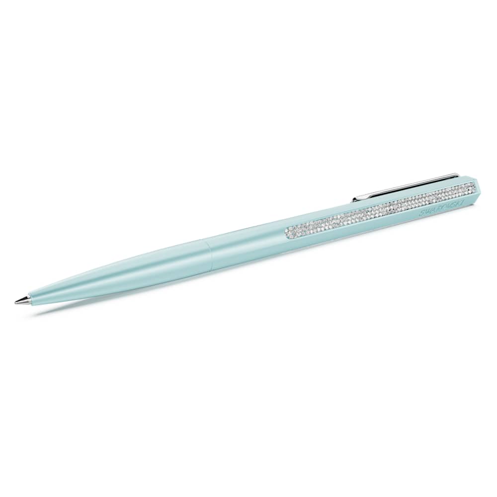 Shimmer ballpoint pen, Blue lacquered, Chrome plated | Swarovski