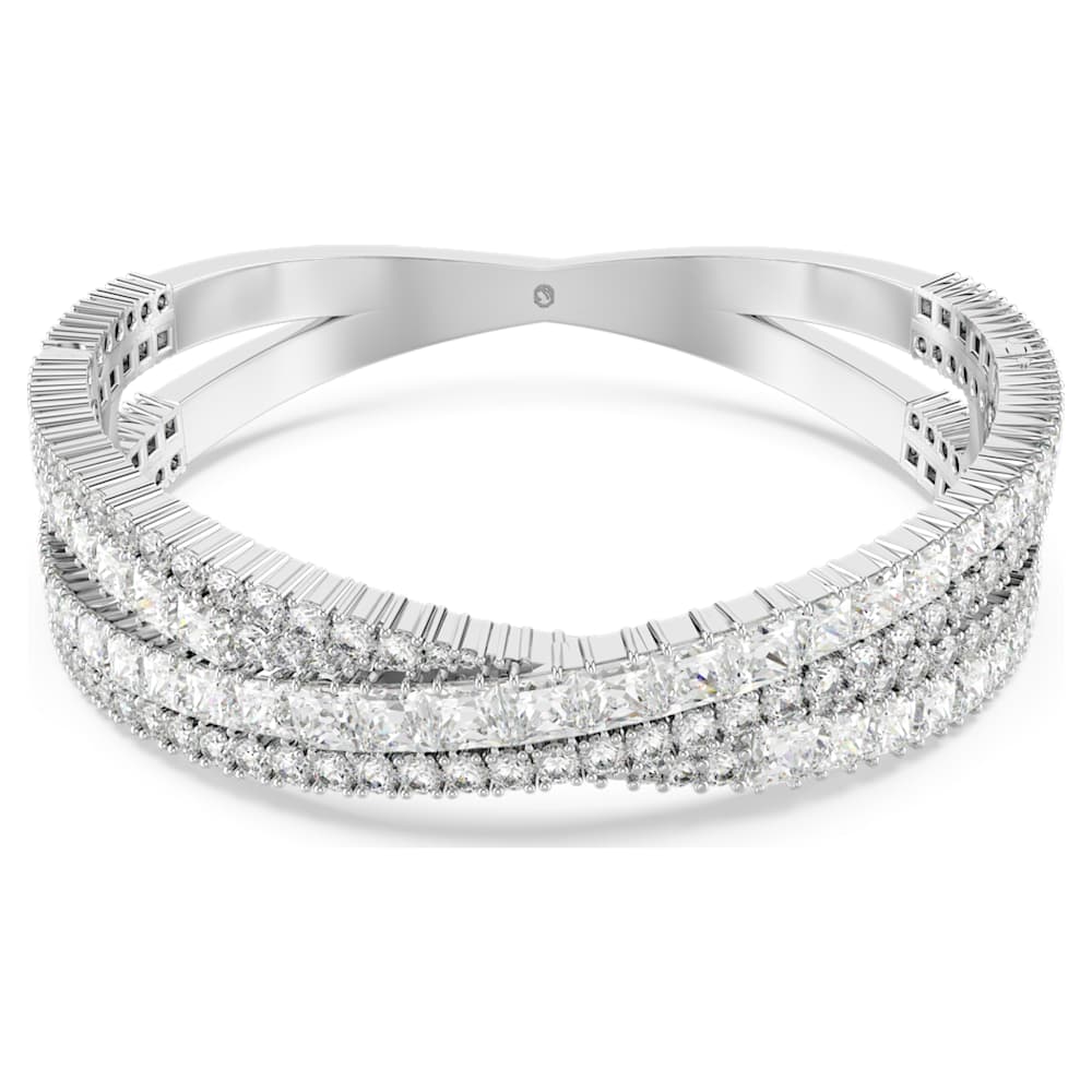Hyperbola cuff, Infinity, White, Rhodium plated | Swarovski