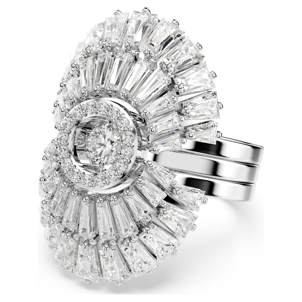 Idyllia ring, Set (3), Mixed cuts, Shell, White, Rhodium Idyllia ring, Set (3), Mixed cuts, Shell, White, Rhodium