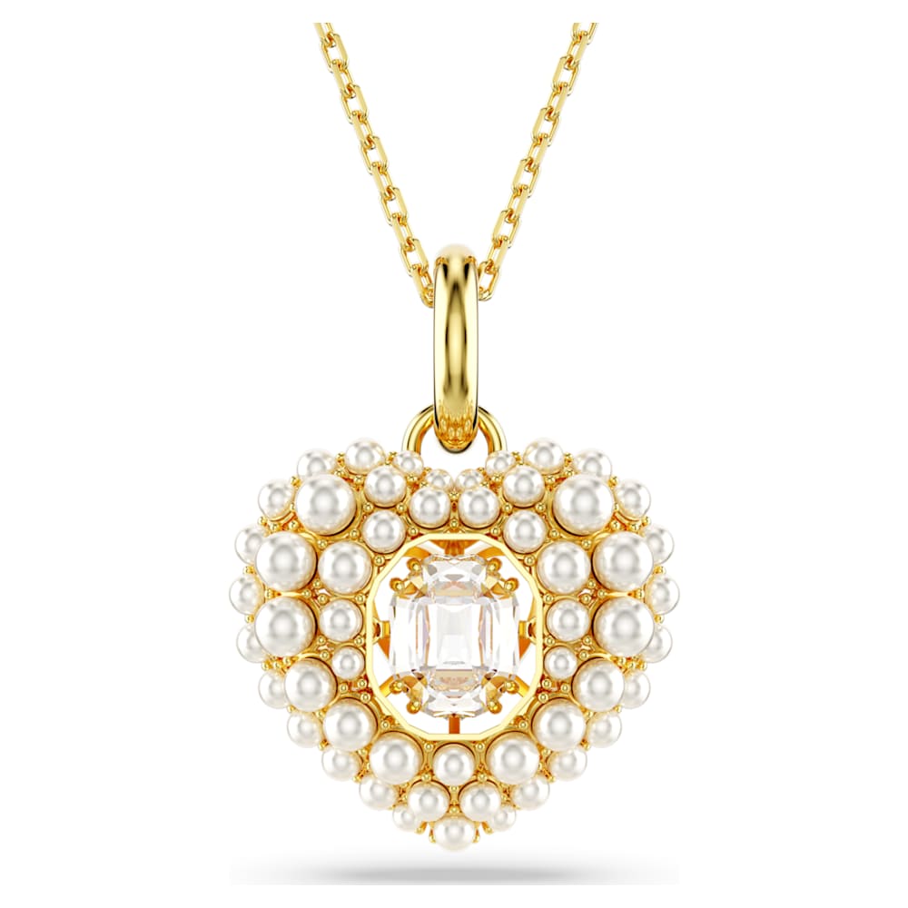 Hyperbola pendant, Heart, White, Gold-tone plated | Swarovski