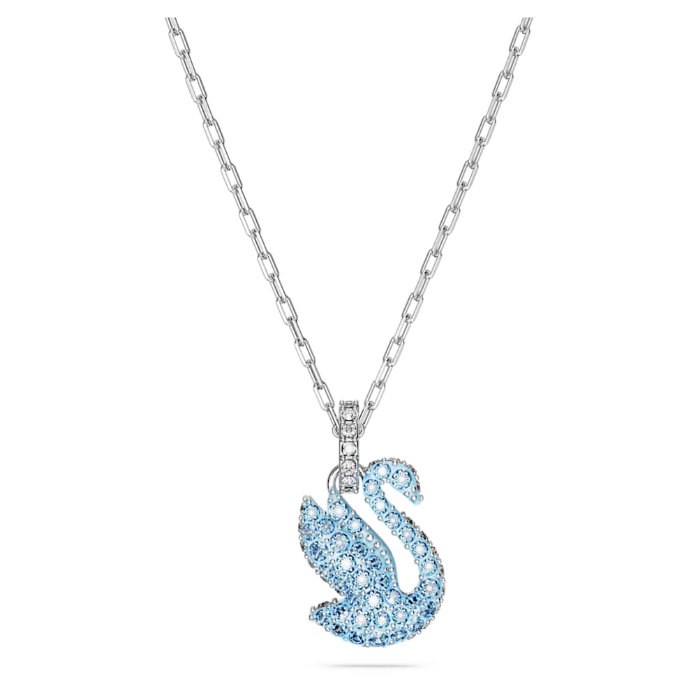 Swarovski Iconic Swan 鏈墜, 天鵝, 細碼, 藍色, 鍍白金色