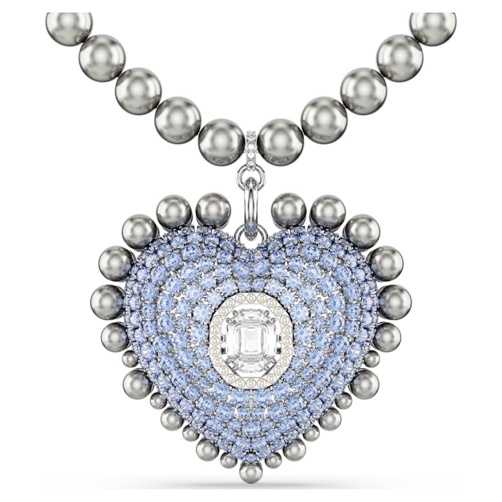 Idyllia Anhänger, Kristallperlen, Herz, Blau, Rhodiniert | Swarovski