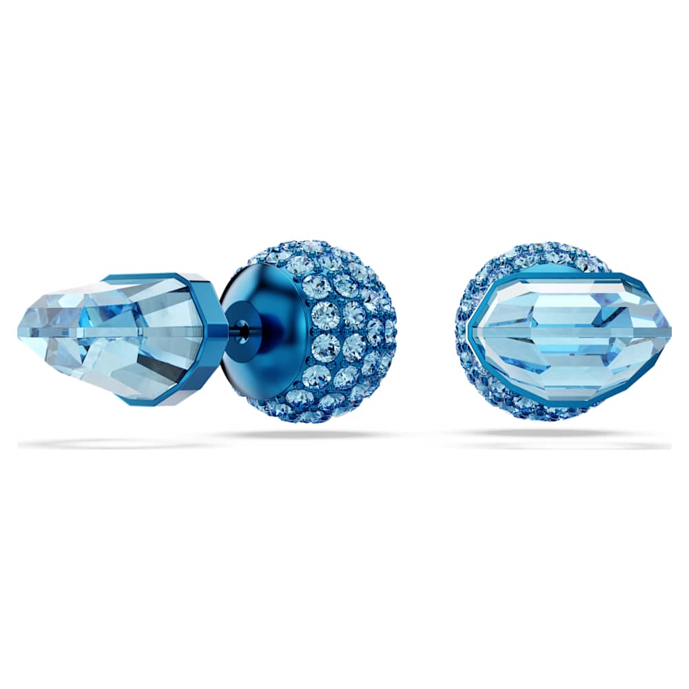 Lucent stud earrings, Pavé, Ball, Blue, Blue finish | Swarovski