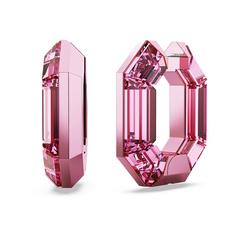 Lucent フープピアス, オクタゴンシェイプ, 小, ピンク | Swarovski