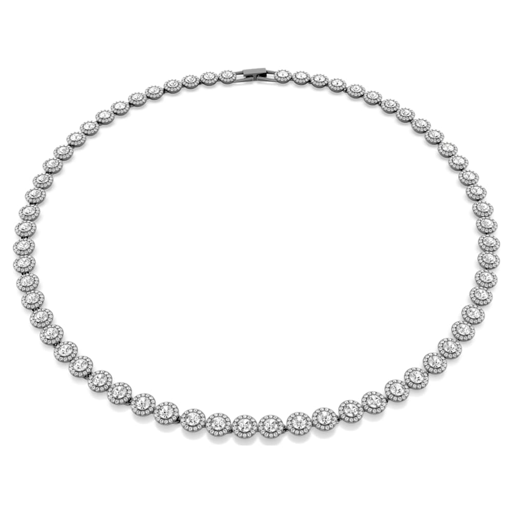 Una Angelic necklace Round cut Long White Ruthenium plated Swarovski
